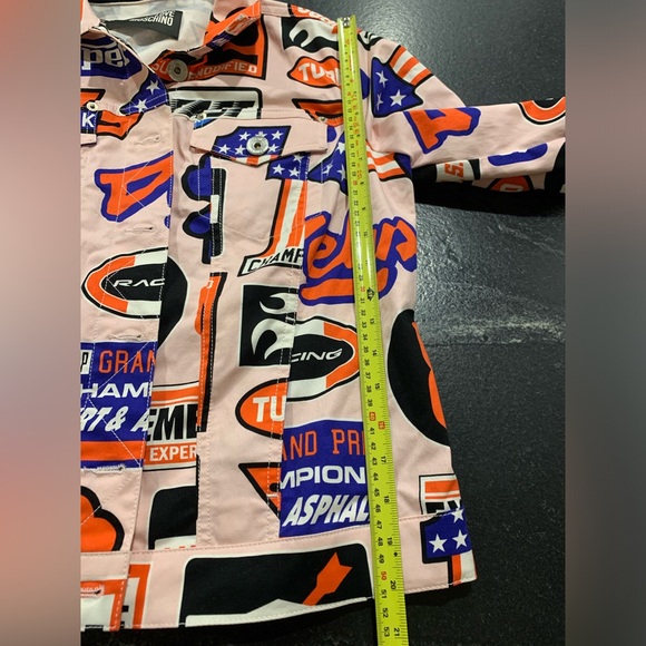 LOVE MOSCHINO Racing, All Over Print, Multicolored Bold Moto Style Fun Jacket,10 - Picture 12 of 14